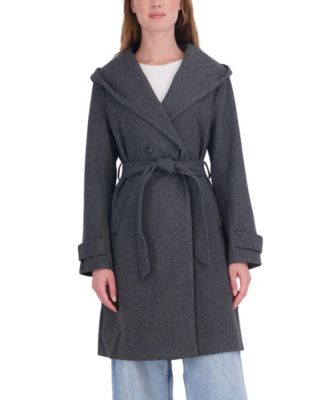 Women's Hooded Double-Breasted Belted Coat