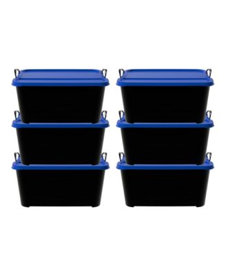 55 Quart Stackable Storage Bin, Heavy Duty Lidded Container, 6 Pack