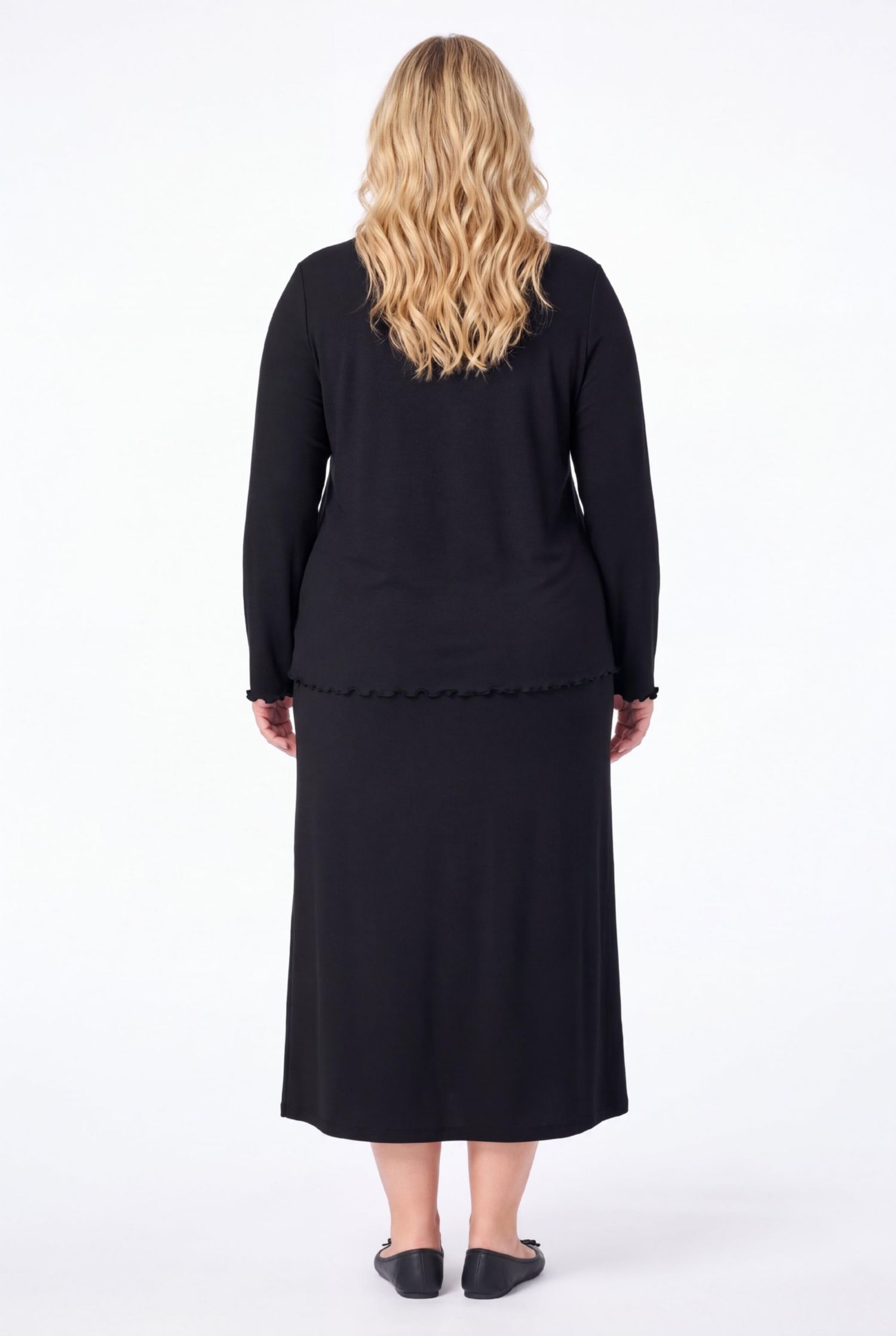 Plus Size Lettuce Trim Knit Jacket Dress