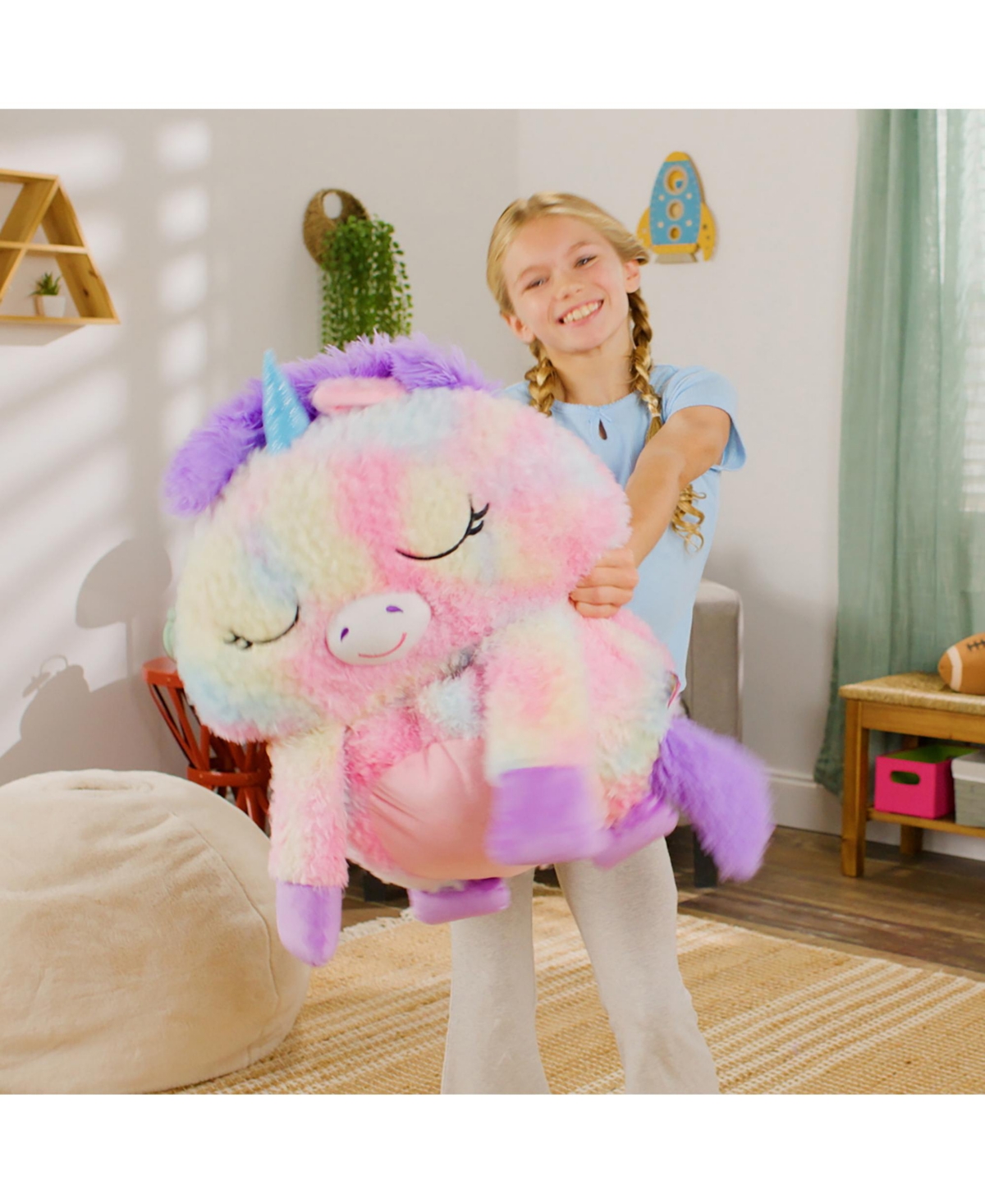 Happy Nappers Rainbow Unicorn Large 2-In-1 Pillow and Sleepy Sack