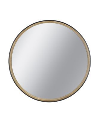 31.3 Inch Decorative Wall Mirror Two-Tone Natural Wood Framed Mirror Modern Minimalist Rectangular Vanity Mirror for Living Room
