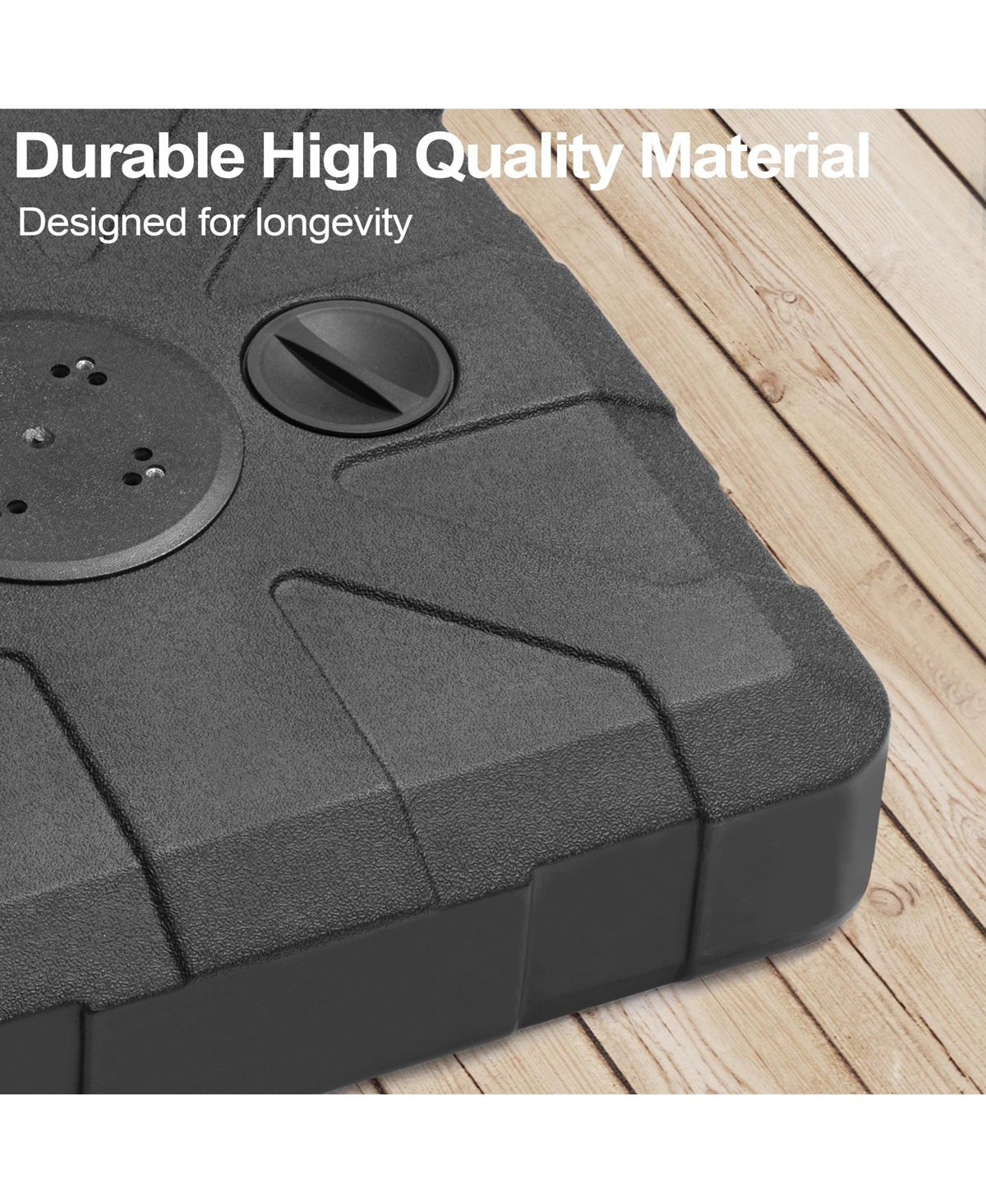 Pellebant Heavy-Duty Patio Cantilever Umbrella Base with 4-Wheels and Pull Rod Sand/Water Filled