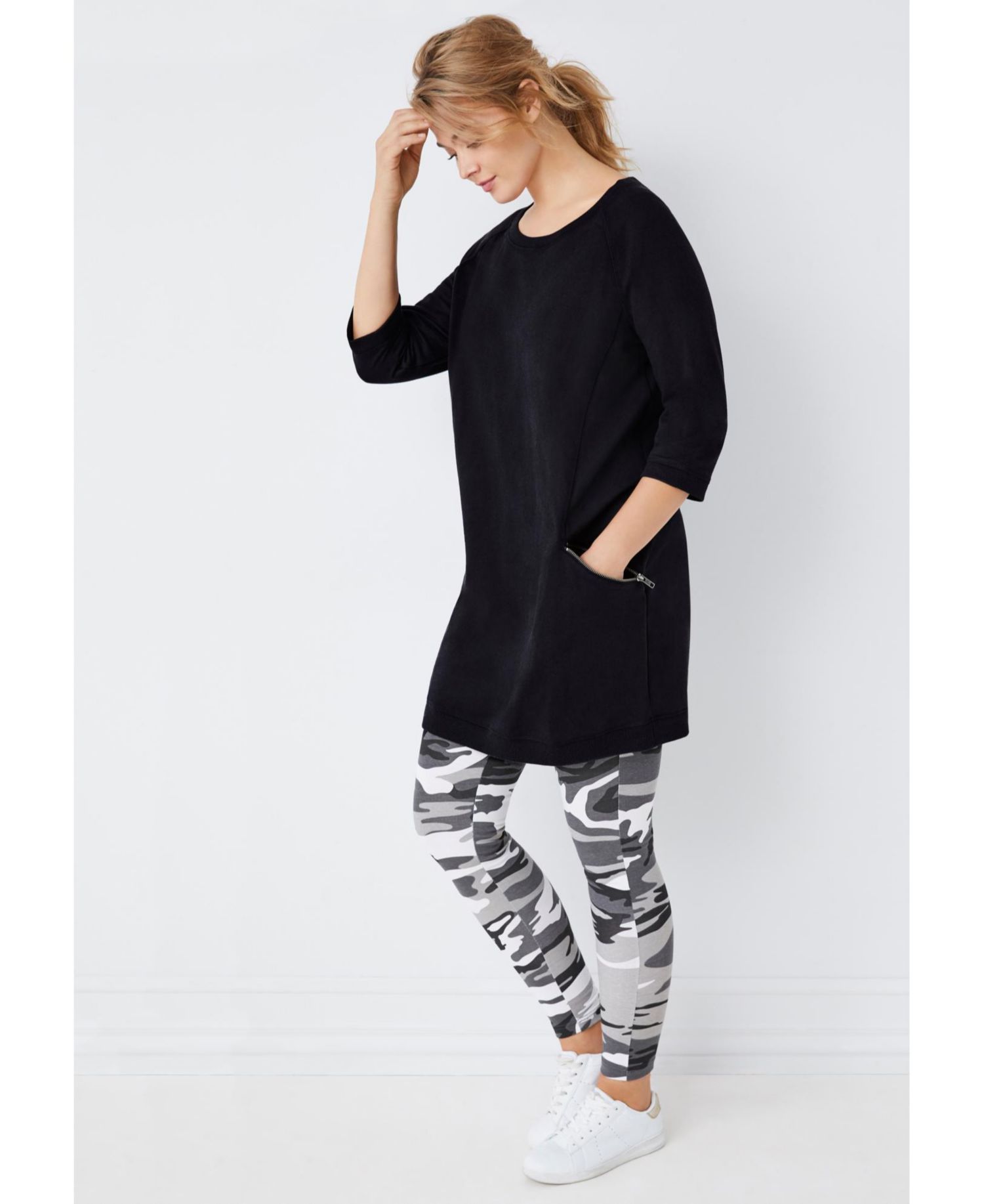 Women's French Terry Zip Pocket Tunic