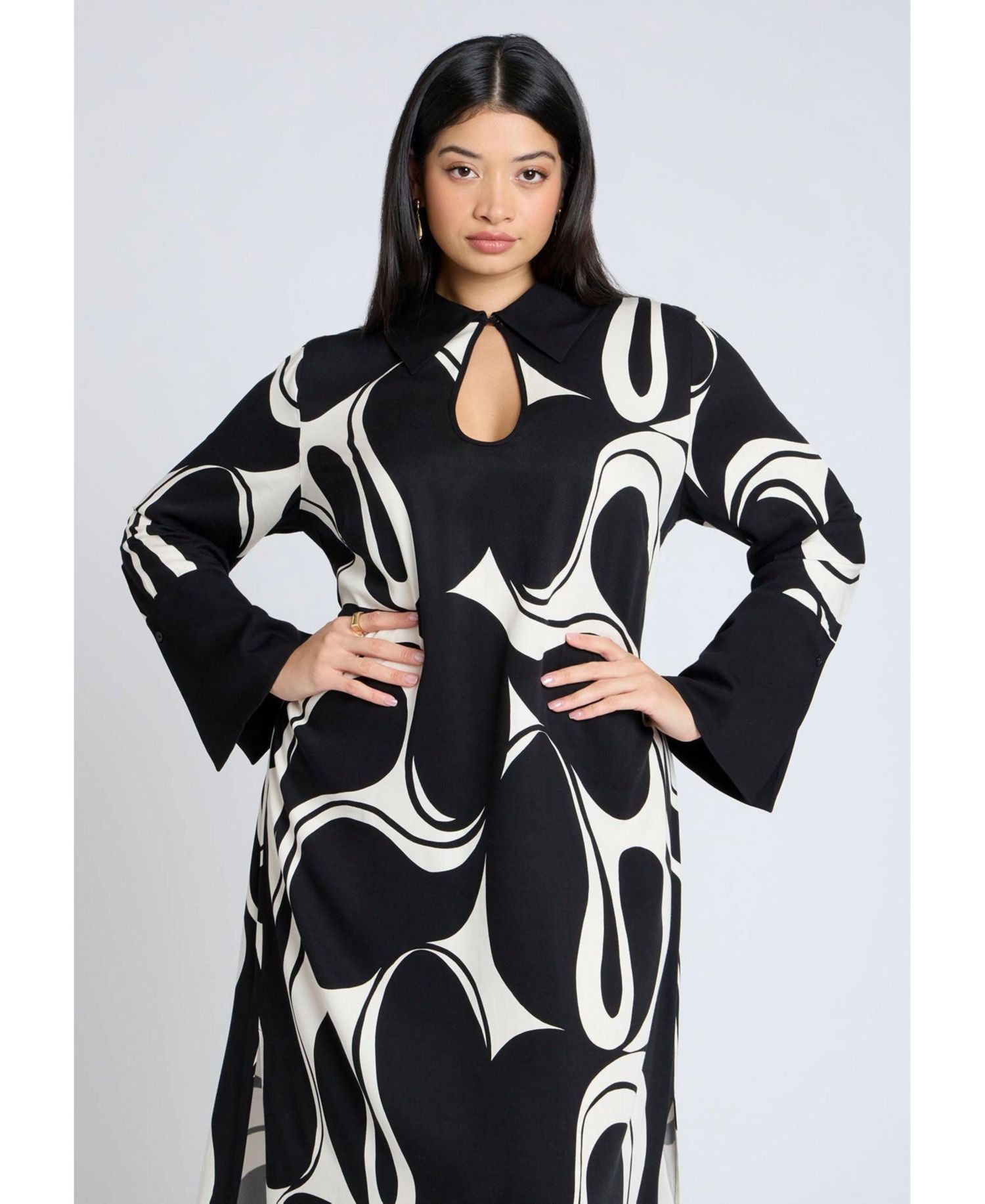 Women's Printed Collared Maxi Dress