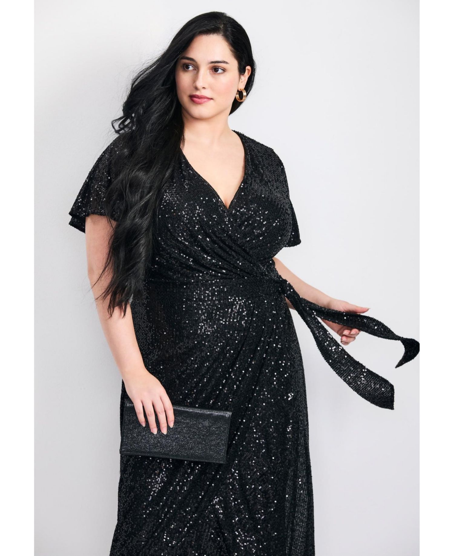 Women's Plus Size Nina Sequin Wrap Dress