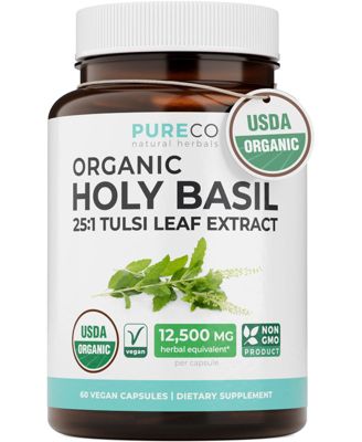 Holy Basil Extract Capsules, 25:1 Holy Basil Tulsi Extract, 500 Milligram, 60 Capsules
