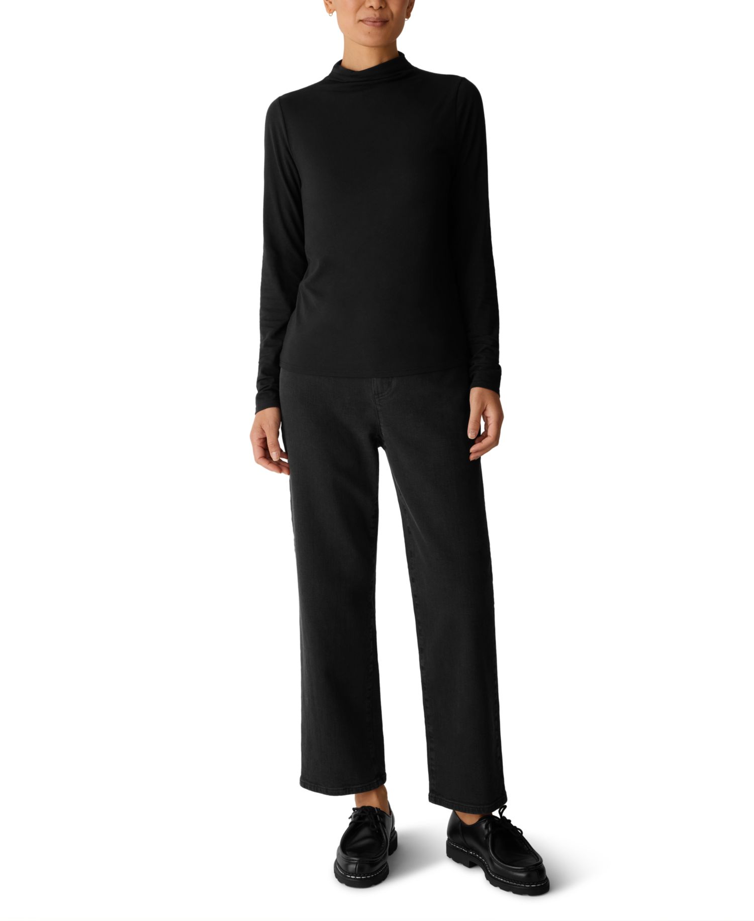 Women's Funnel-Neck Long-Sleeve T-Shirt