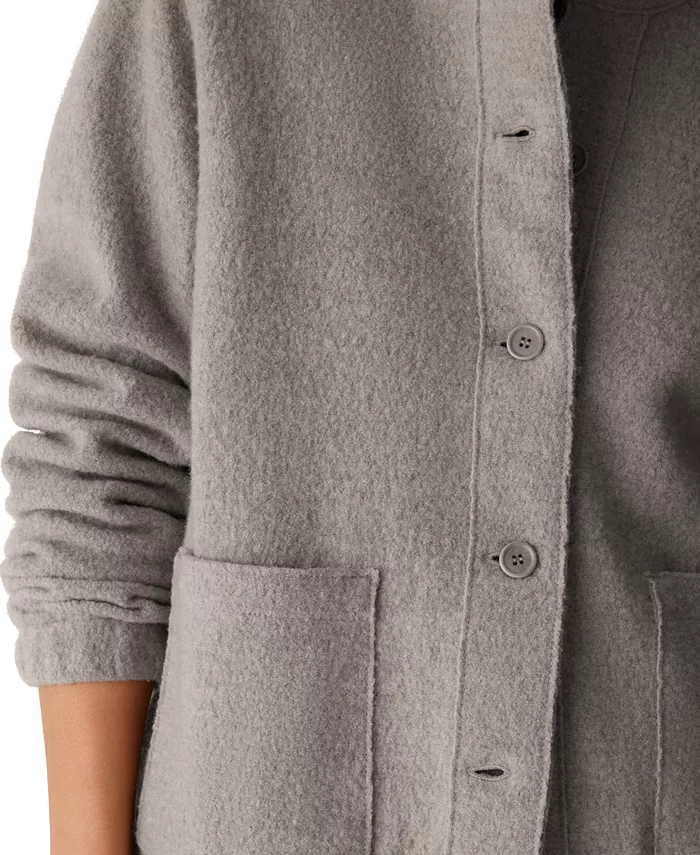 Women's Stand Collar Boiled Wool Short Jacket - thumbnail 7