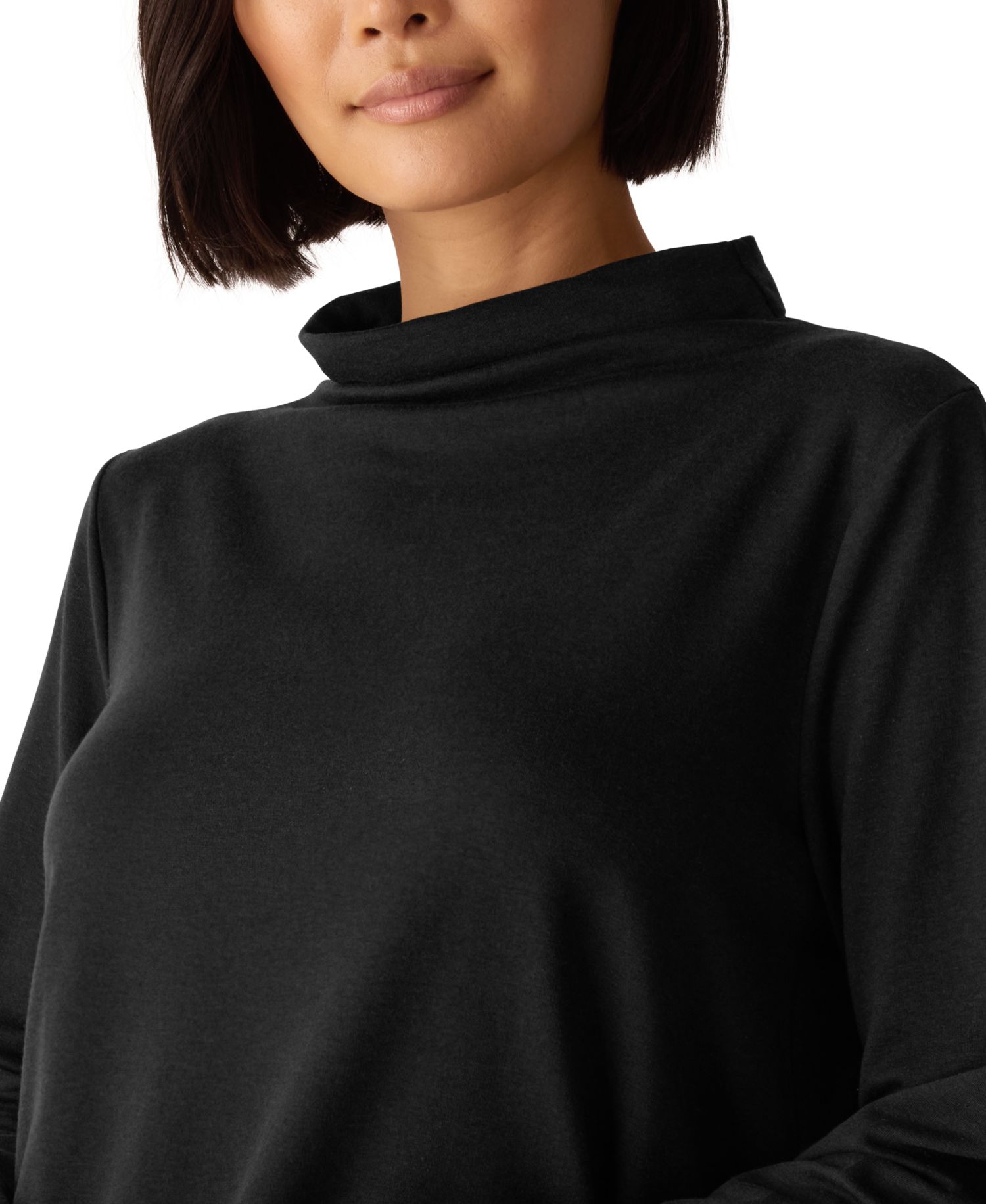Women's Brushed-Fleecy Funnel Neck Long-Sleeve Top