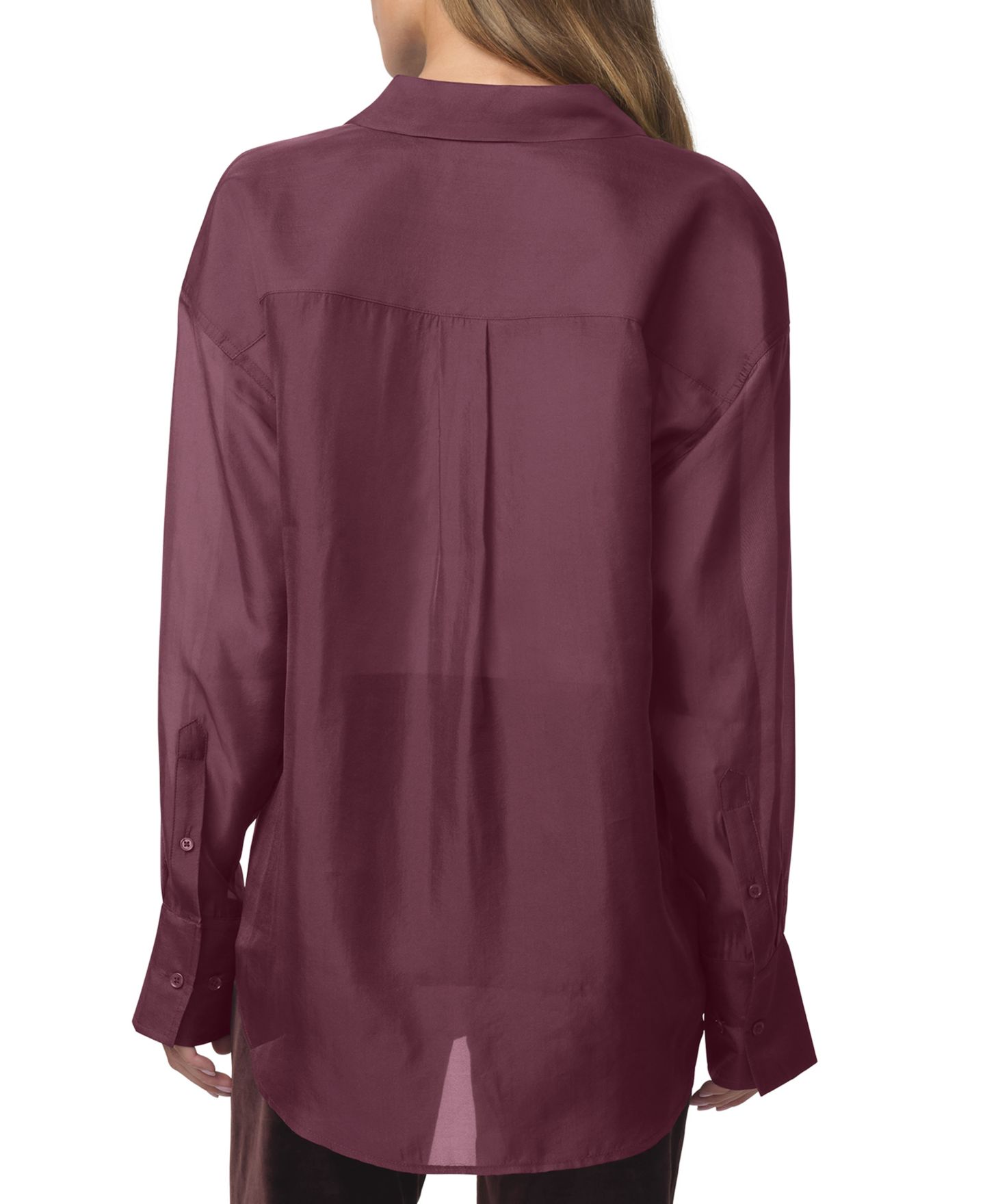 Женская рубашка Joe's Jeans Organza Boyfriend Sheer Long-Sleeve Button-Up, цвет: Бордо — фото 5