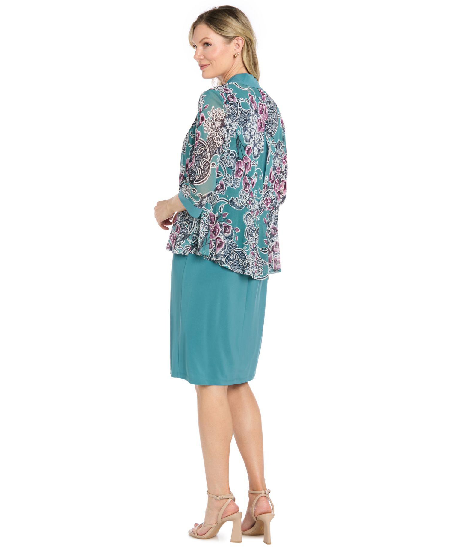 Petite Knee-Length 2-Piece Removable-Jacket Dress and Jacket Set