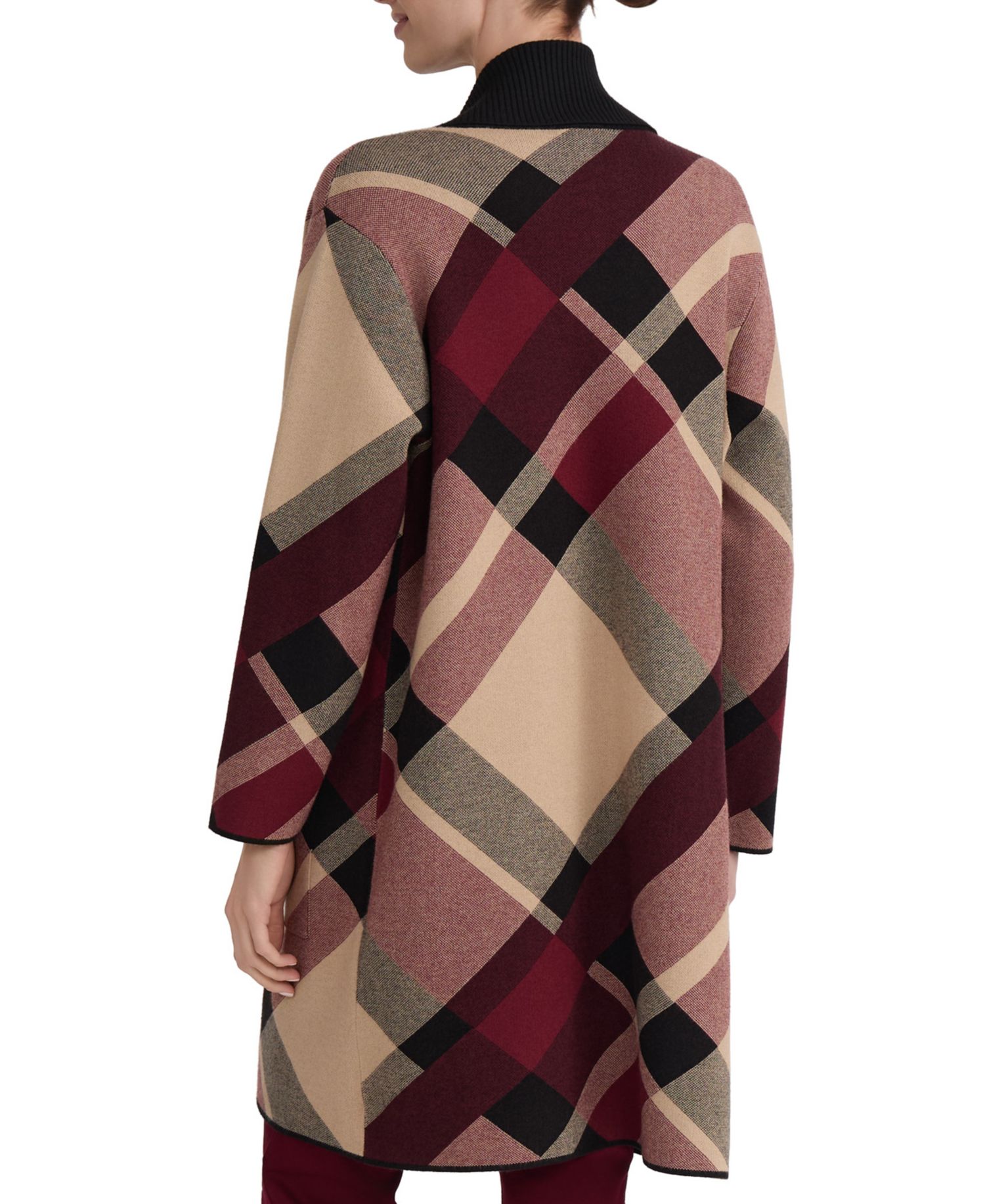 Plus Size Plaid Turnback Collar Cardigan