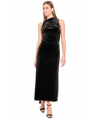 Women's Velvet Knot Shoulder Midi Dress