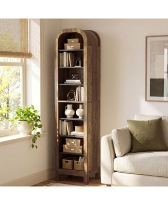 71.25" Tall 8-Tier Bookshelf, Corner Shelf for Home Office