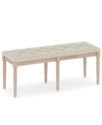 47.5" Button Tufted Entryway Bench with Upholstered Seat and Wood Frame