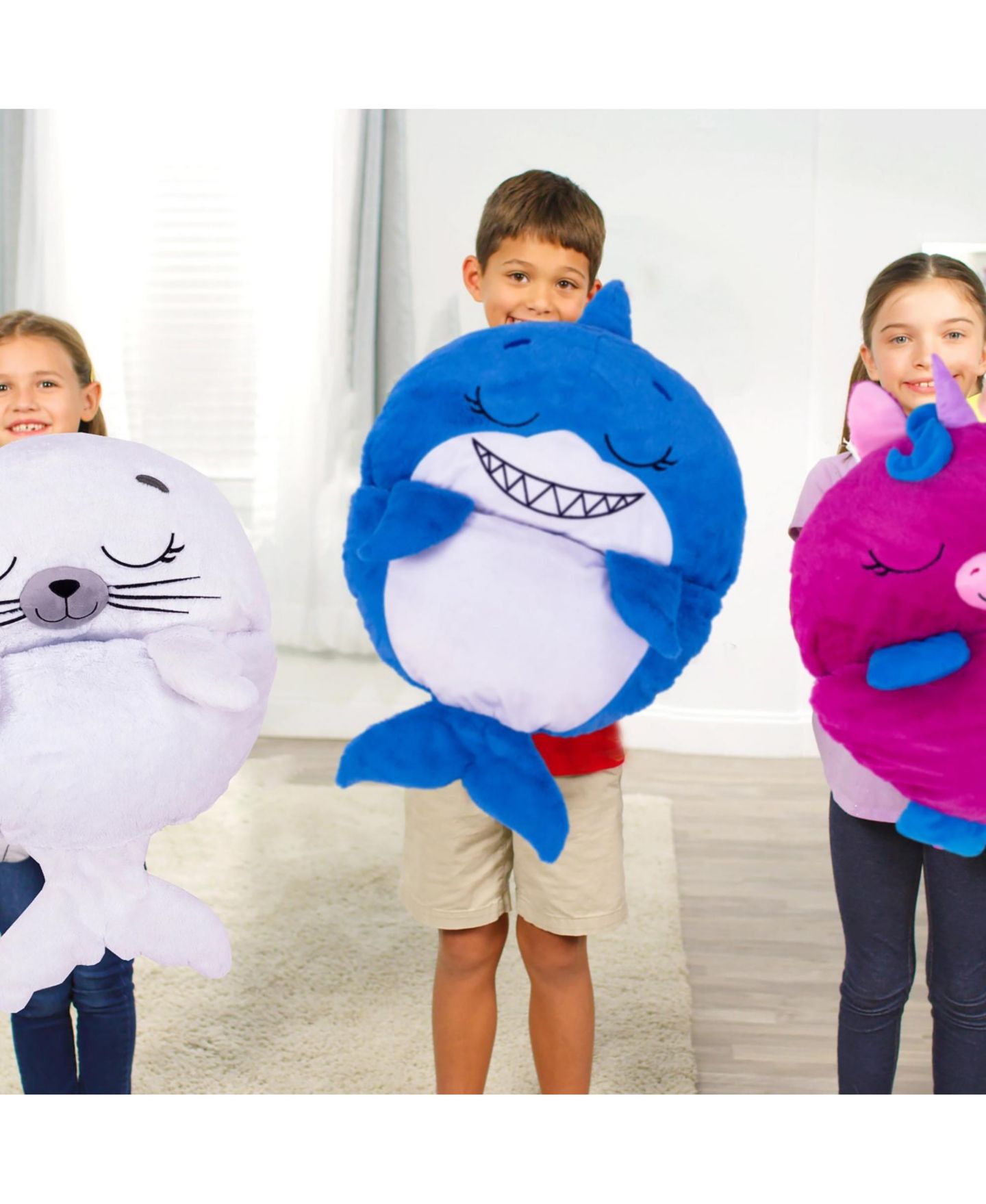 Детские мягкие игрушки Happy Nappers Shark Medium Pillow and Sleepy Sack, цвет: Open Miscellaneous — фото 6