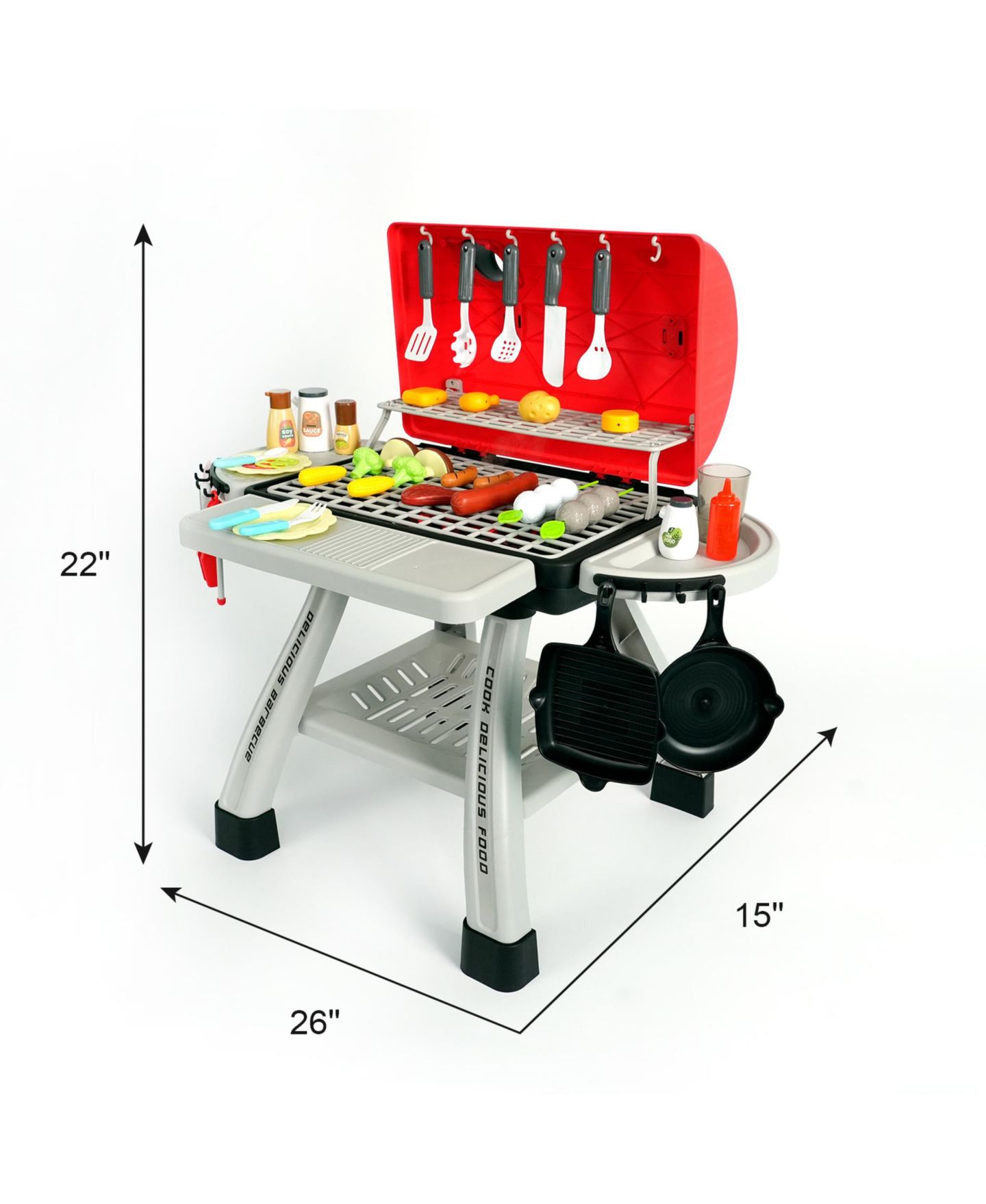 Детская игрушка Easy Playhouse BBQ Grill Realistic Smoke, Sound & Light 41-Piece Playset, Ages 3+, цвет: Open Miscellaneous — фото 2