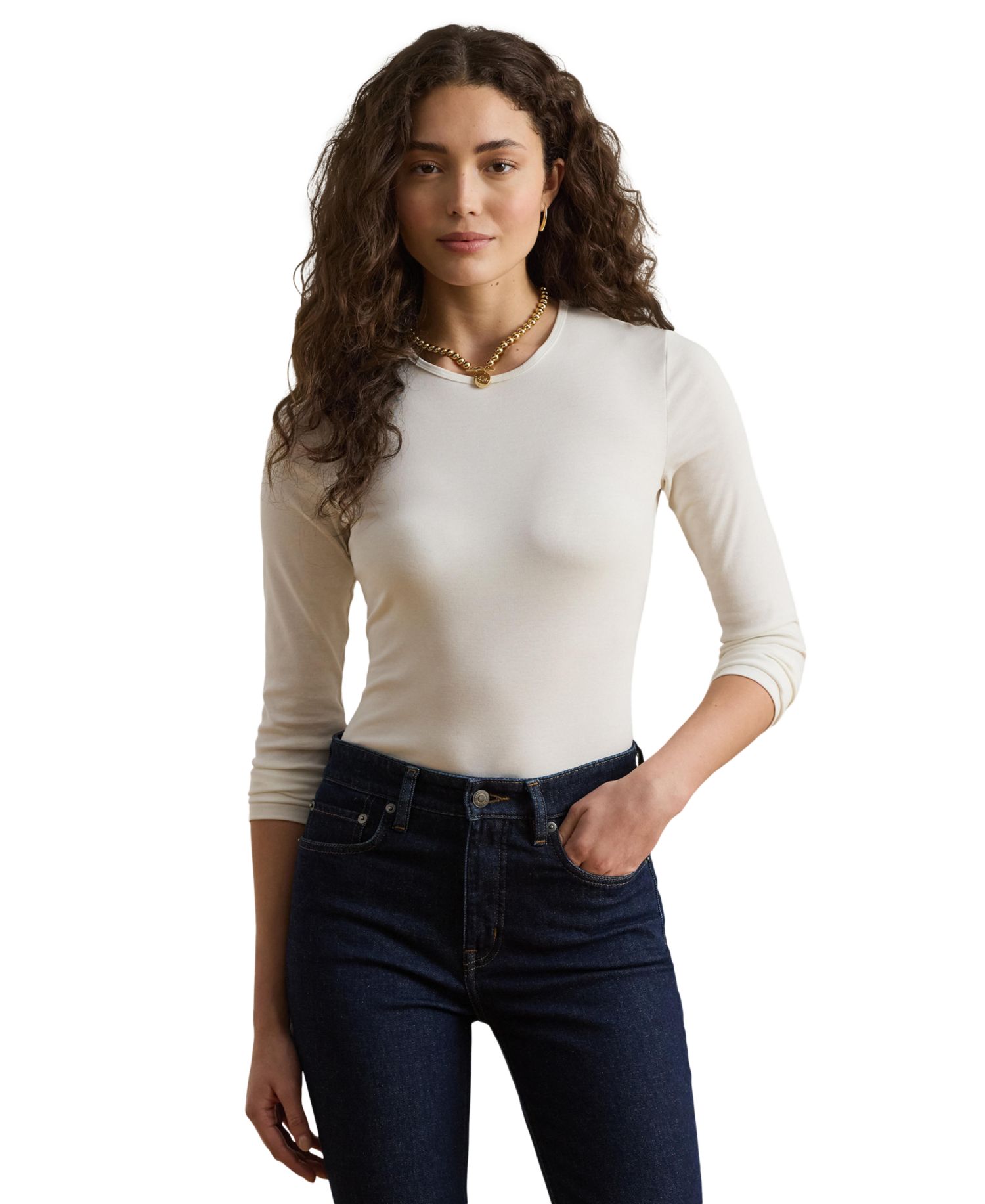 Cotton-Blend Long-Sleeve Top
