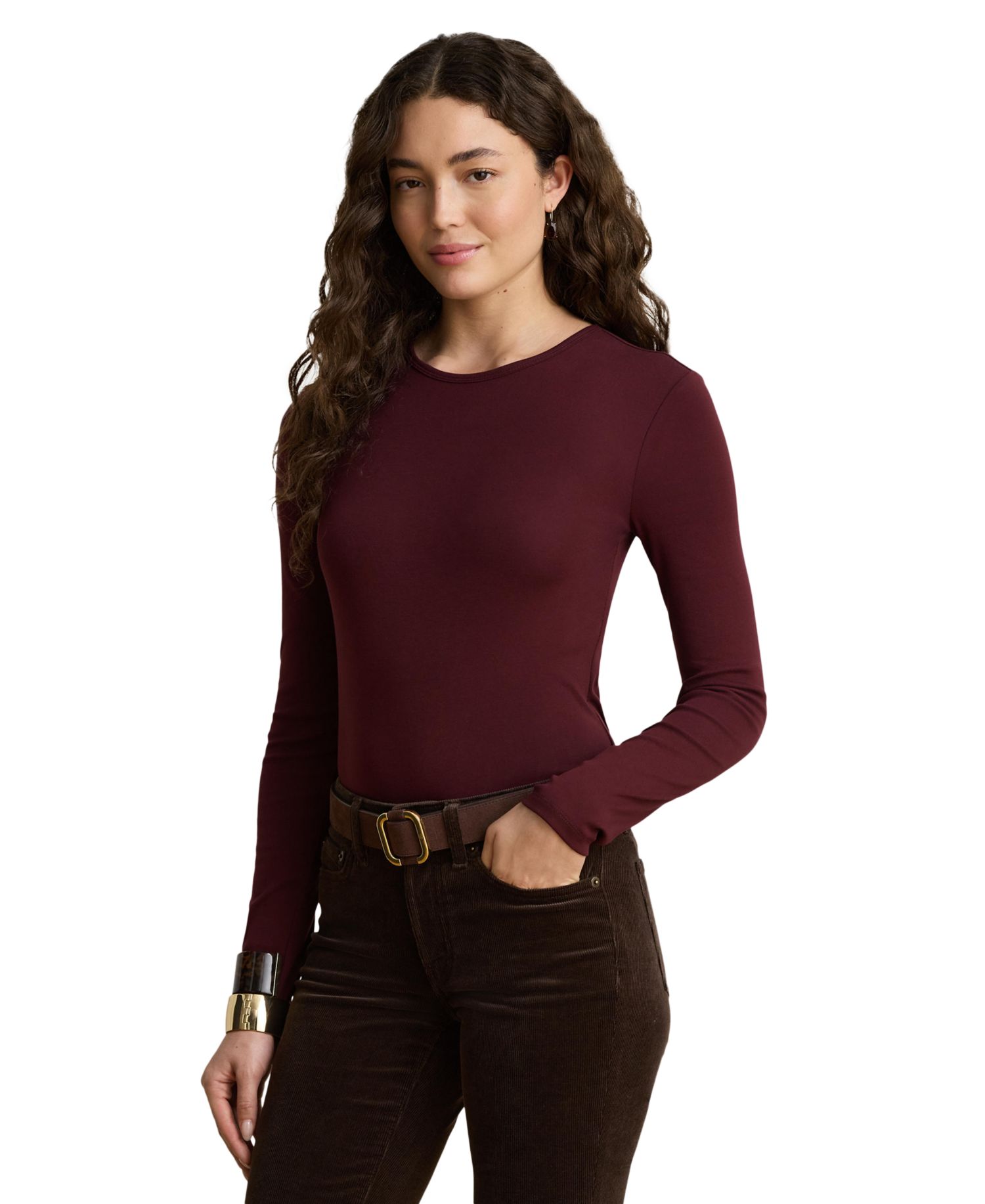 Cotton-Blend Long-Sleeve Top