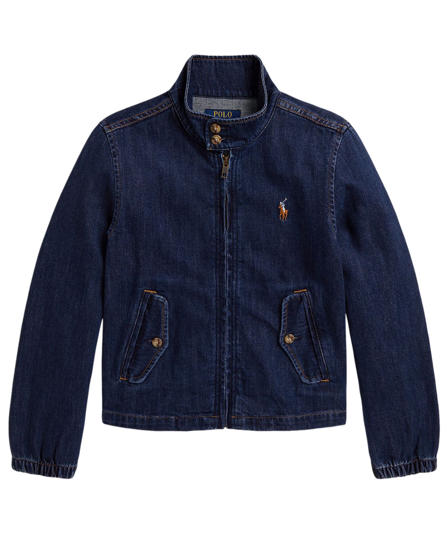 Girls' 7-16 Indigo Mock Neck Denim Jacket