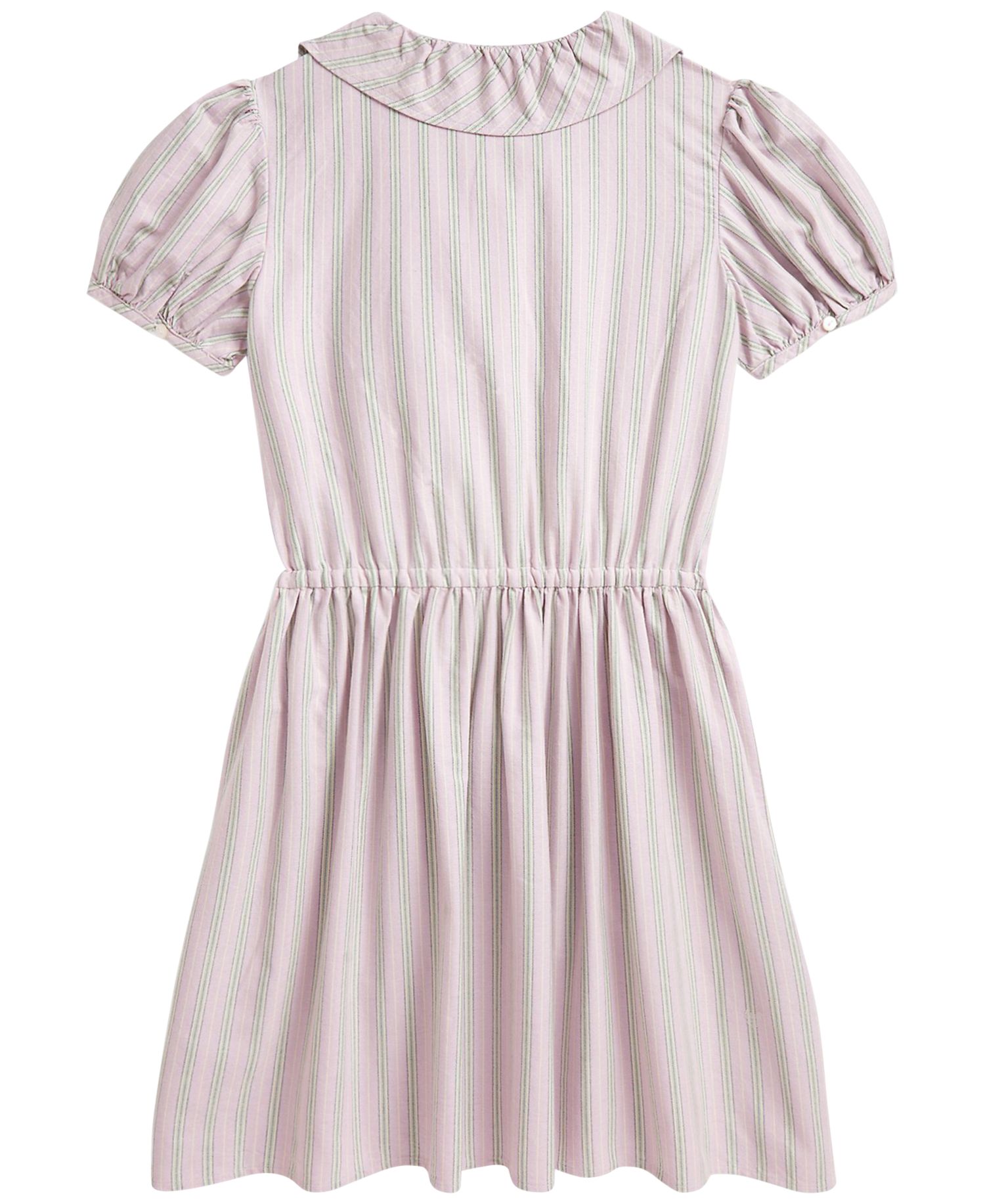 Girls' 7-16 Striped Ruffled Cotton Oxford Dress