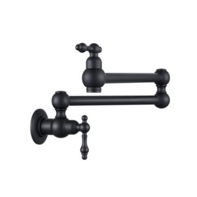 Wall Mount Pot Filler Faucet, Folding Swivel Arm with Dual Handles and Brass Construction