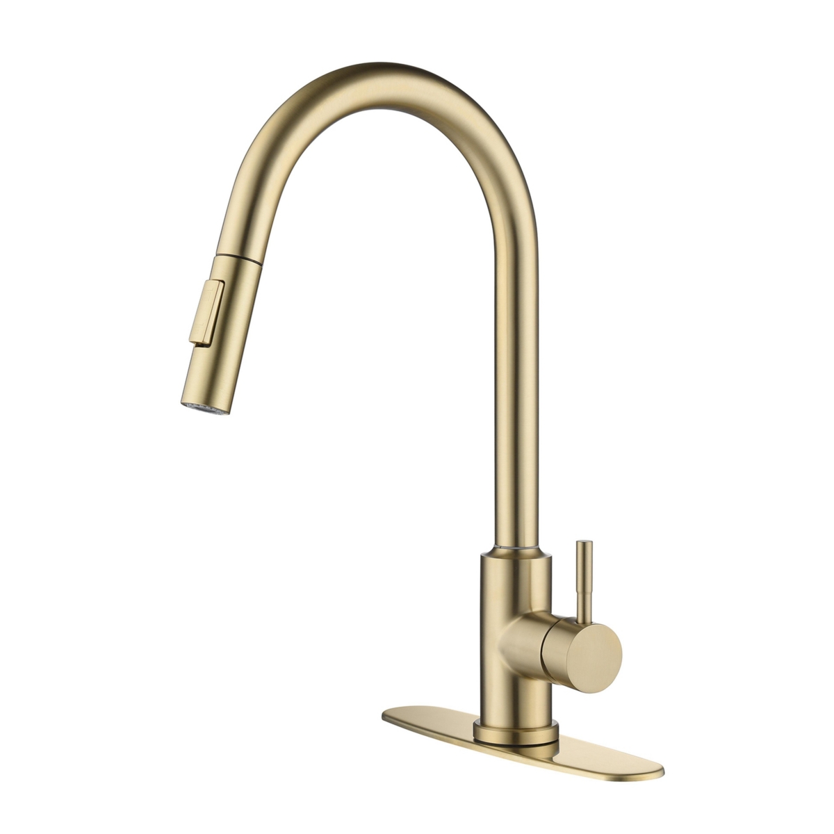 Thirtypeachy Touch Pull-Down Kitchen Faucet, Single Handle High Arc with 360degree(s) Swivel and 2-Function Sprayer - Gold