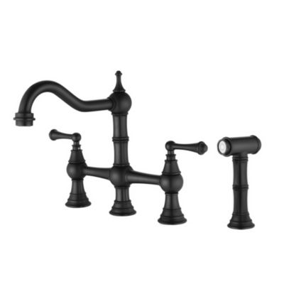 Bridge Kitchen Faucet with Dual Handles, High Arc Spout, Pull-Out Side Sprayer and 360degree(s) Swivel