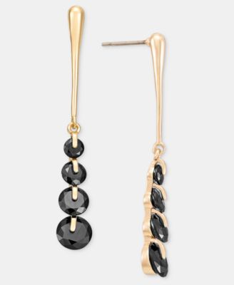 Cubic Zirconia Gold-Tone Linear Dangle Earrings
