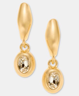 Women's Crystal Puffy & Bezel Set Drop Earrings