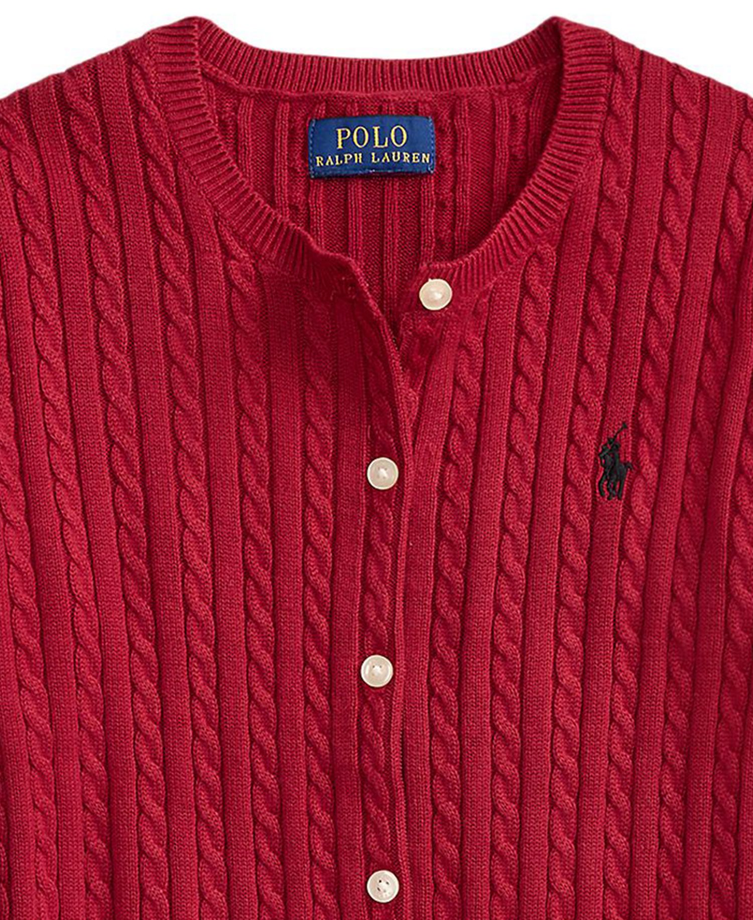 Girls' 7-16 Mini-Cable Cotton Cardigan