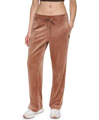 Women's Mid-Rise Velour Wide-Leg Track Pants