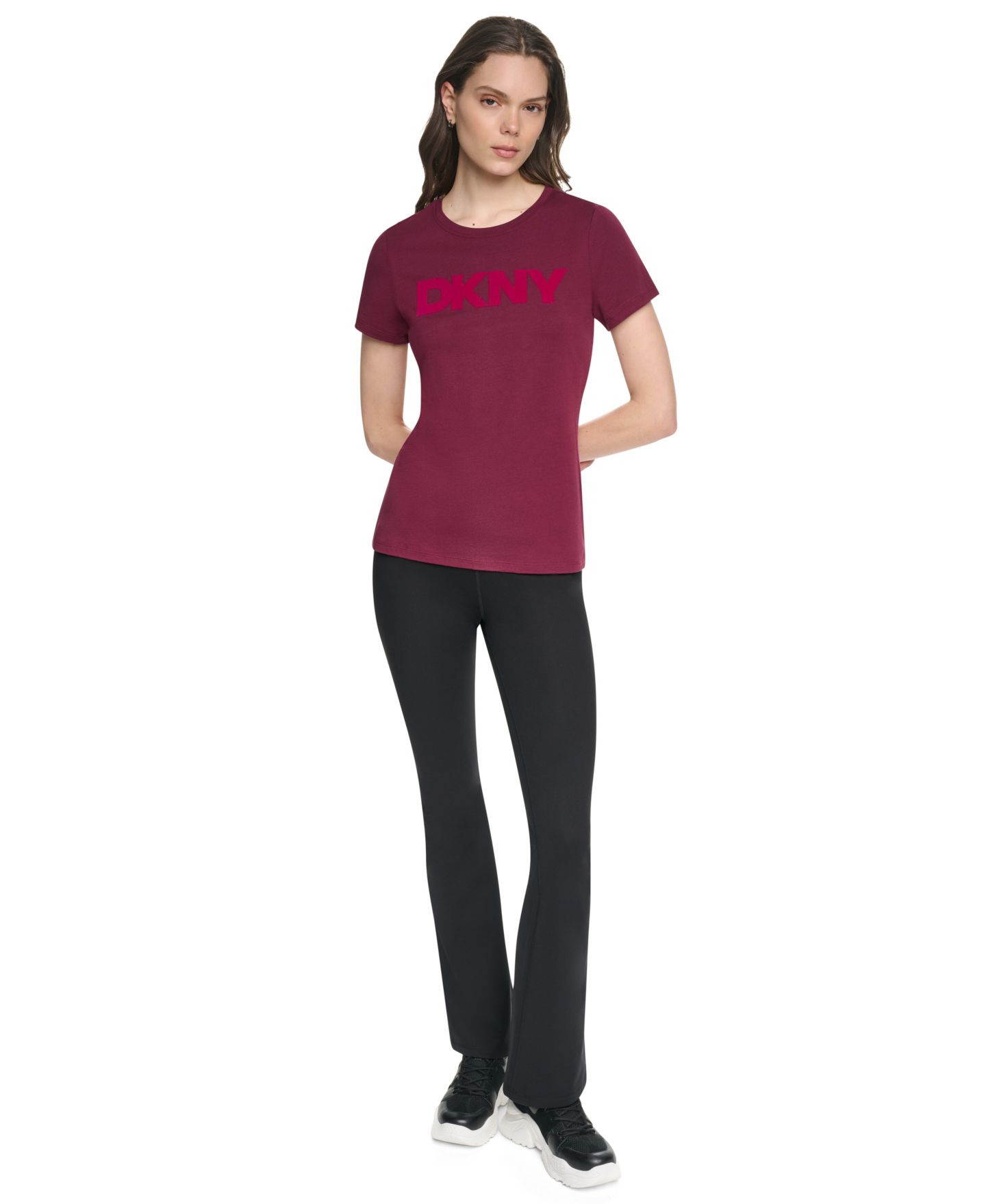 Женская футболка DKNY Sport Flocked Logo Crewneck, цвет: Чёрный — фото 29
