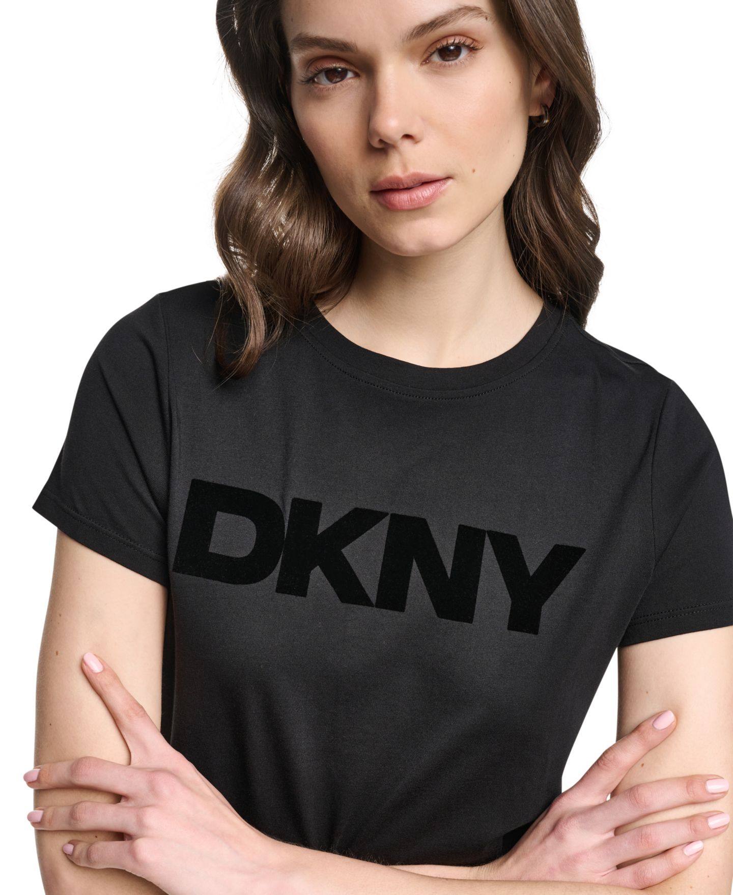 Женская футболка DKNY Sport Flocked Logo Crewneck, цвет: Чёрный — фото 5