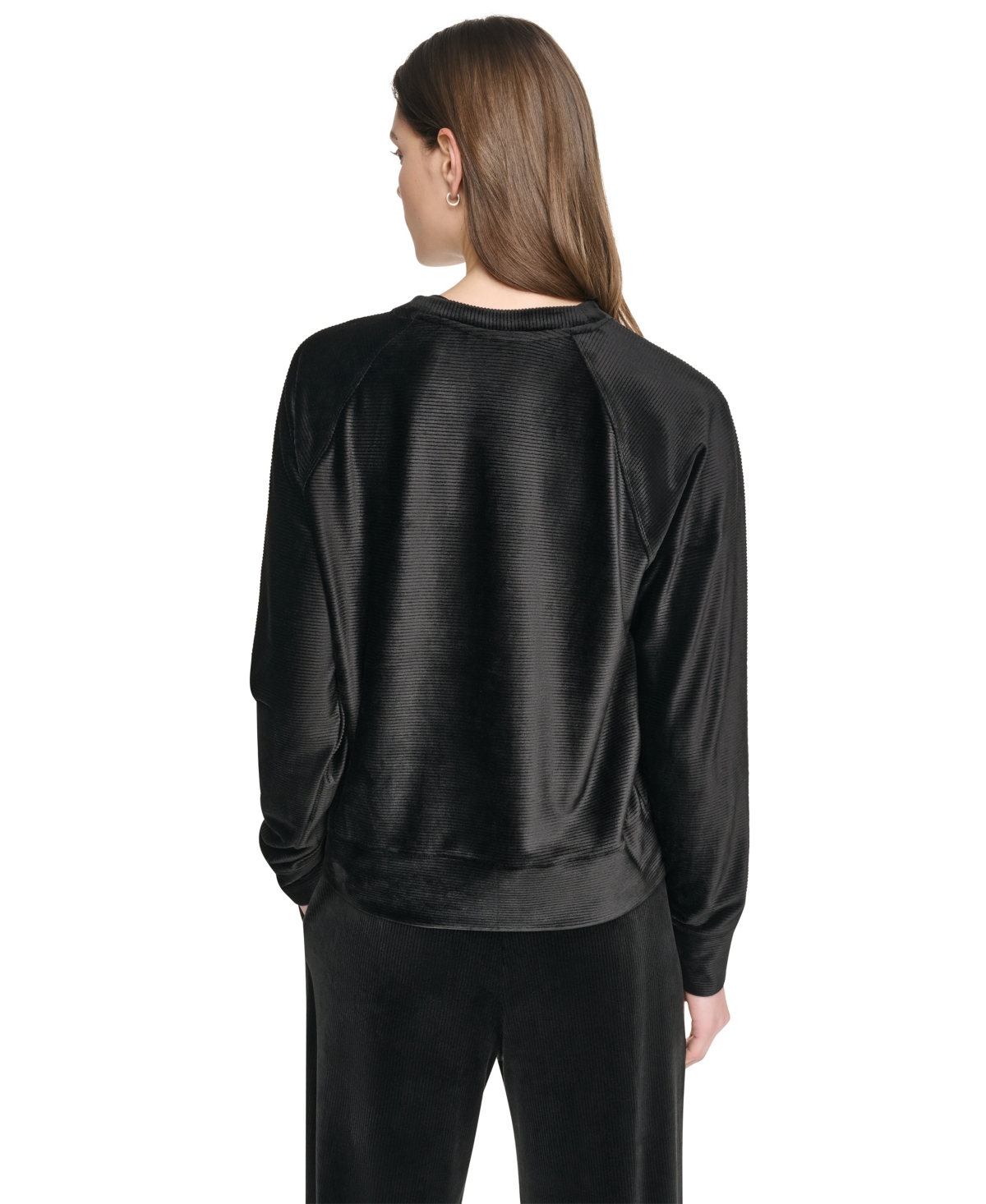 Dkny Sport Women's Velour Raglan Relaxed-Fit Pullover Top