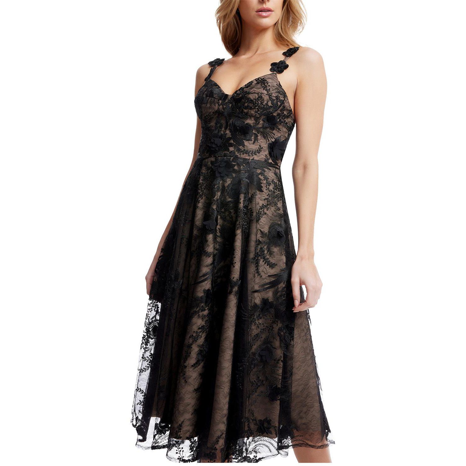 Women's Maren Sweetheart Neck 3D Floral Lace Midi Dress