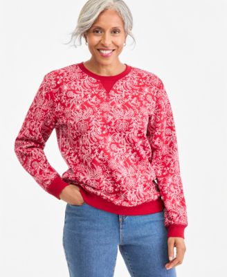 Women's Printed Long-Sleeve Crewneck Sweatshirt