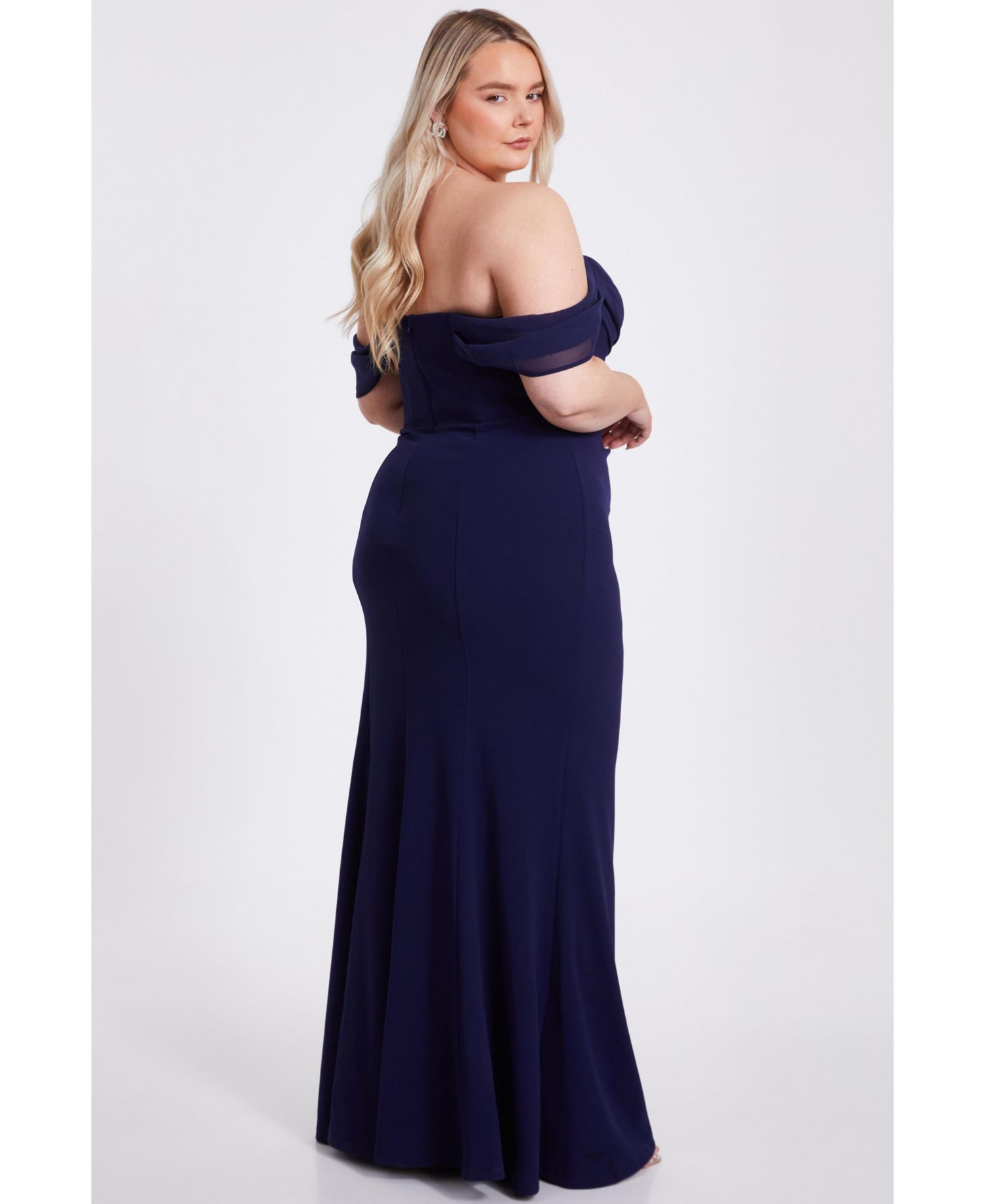 Women's Plus Size Chiffon Bardot Maxi Dress