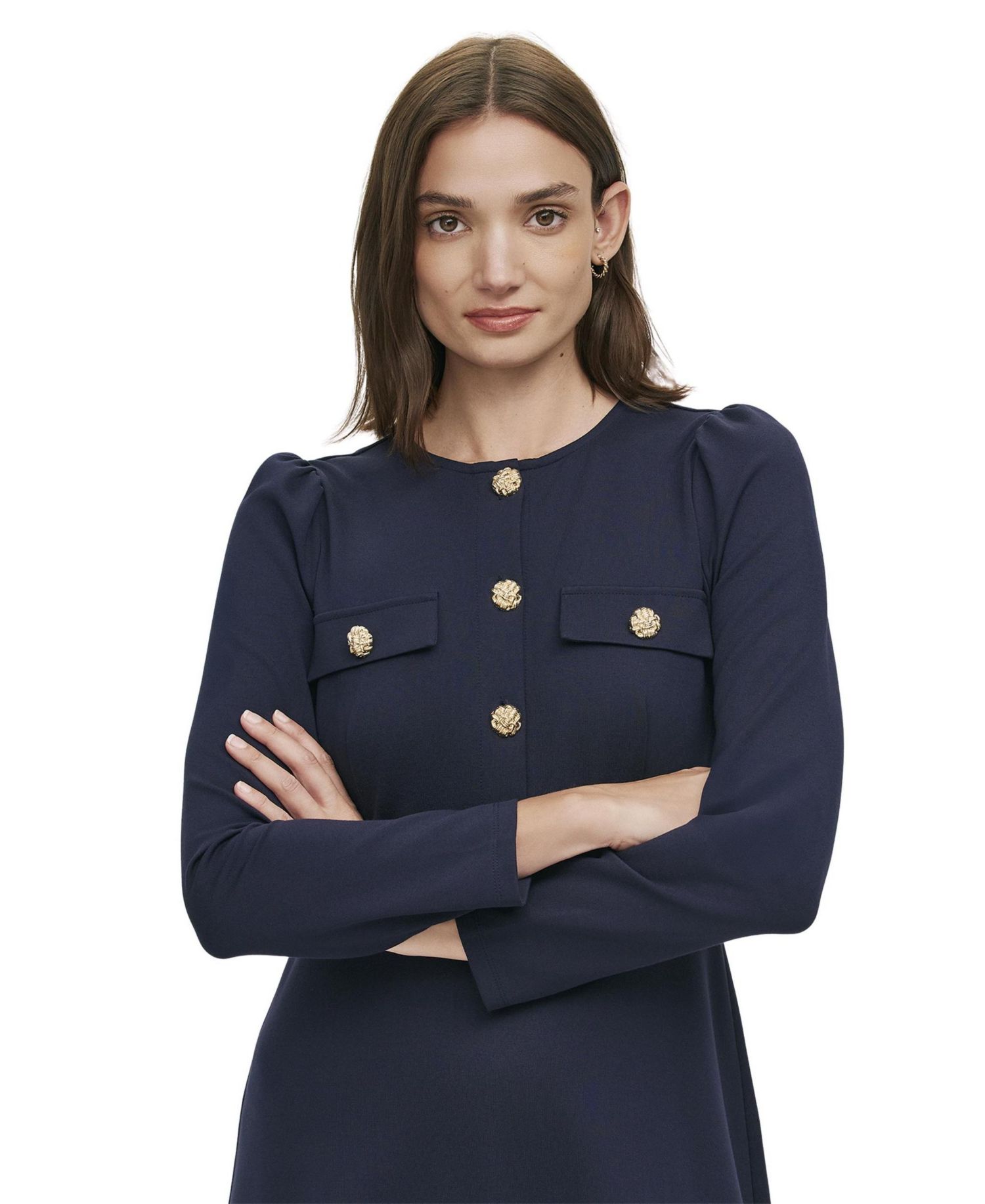 Women's Gilly Ponte Jersey Long-Sleeve Crewneck Midi Dress