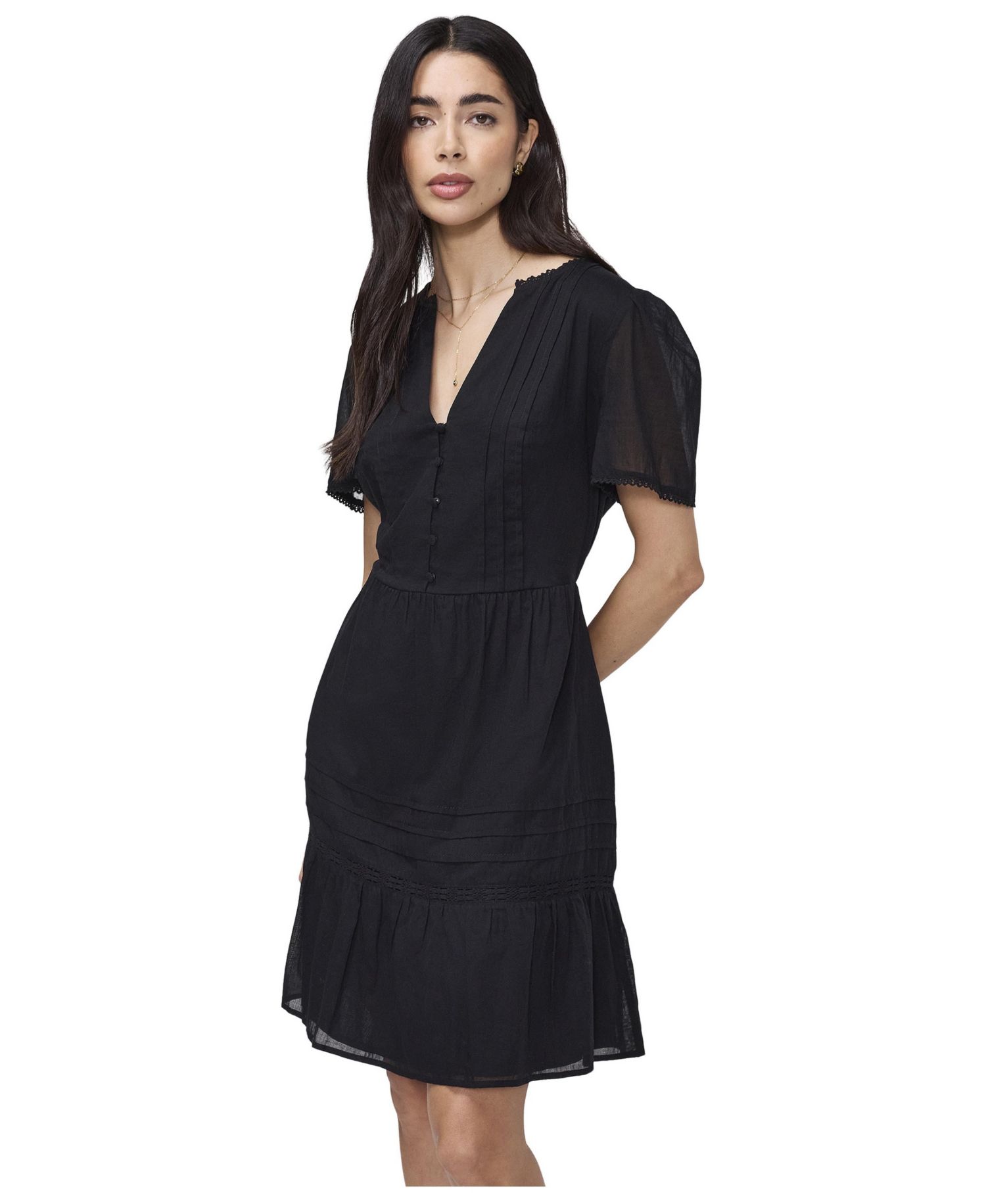 Women's Fit & Flare Cotton V-Neck Short Dress