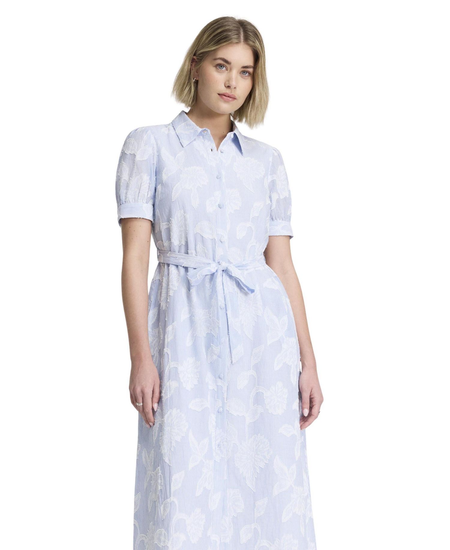 Women's Mariah Floral-Print Jacquard Midi Shirt Dress