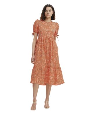 Women's Jessa Tiered Short Sleeve Floral-Print Midi Dress