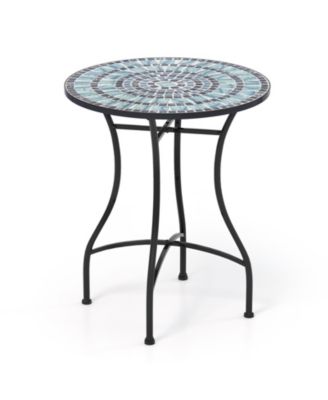 24 in Round Mosaic Bistro Table with Ceramic Tile Top, Holds 110 lbs