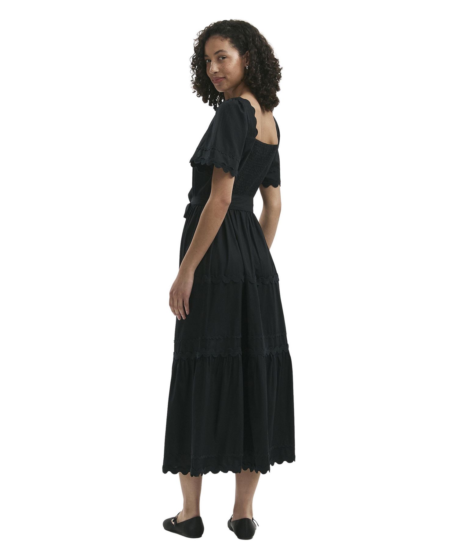 Women's Corina Square Neck Short-Sleeve Tiered Midi Dress