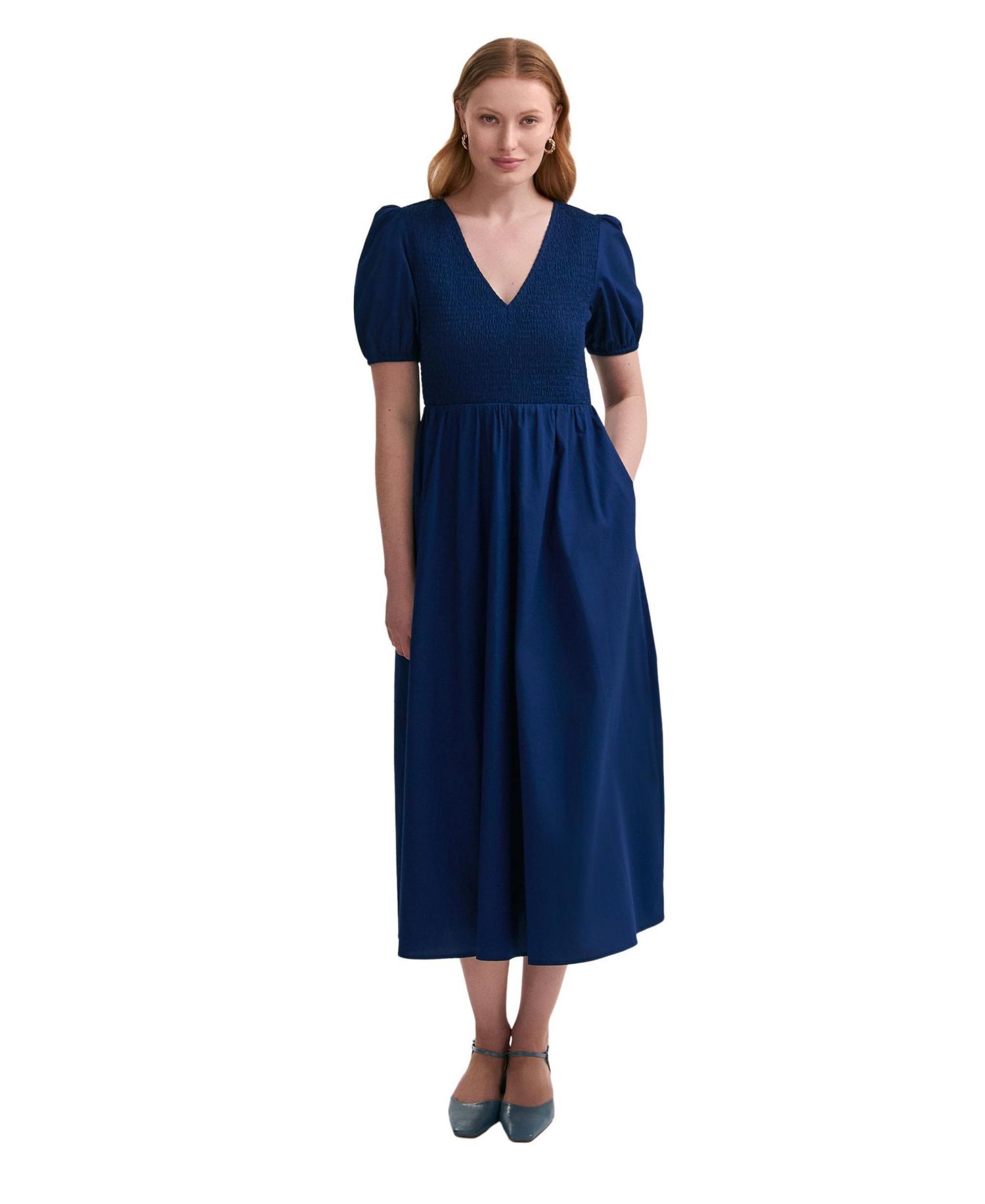 Women's Jamilla V-Neck Short-Sleeve Midi Dress