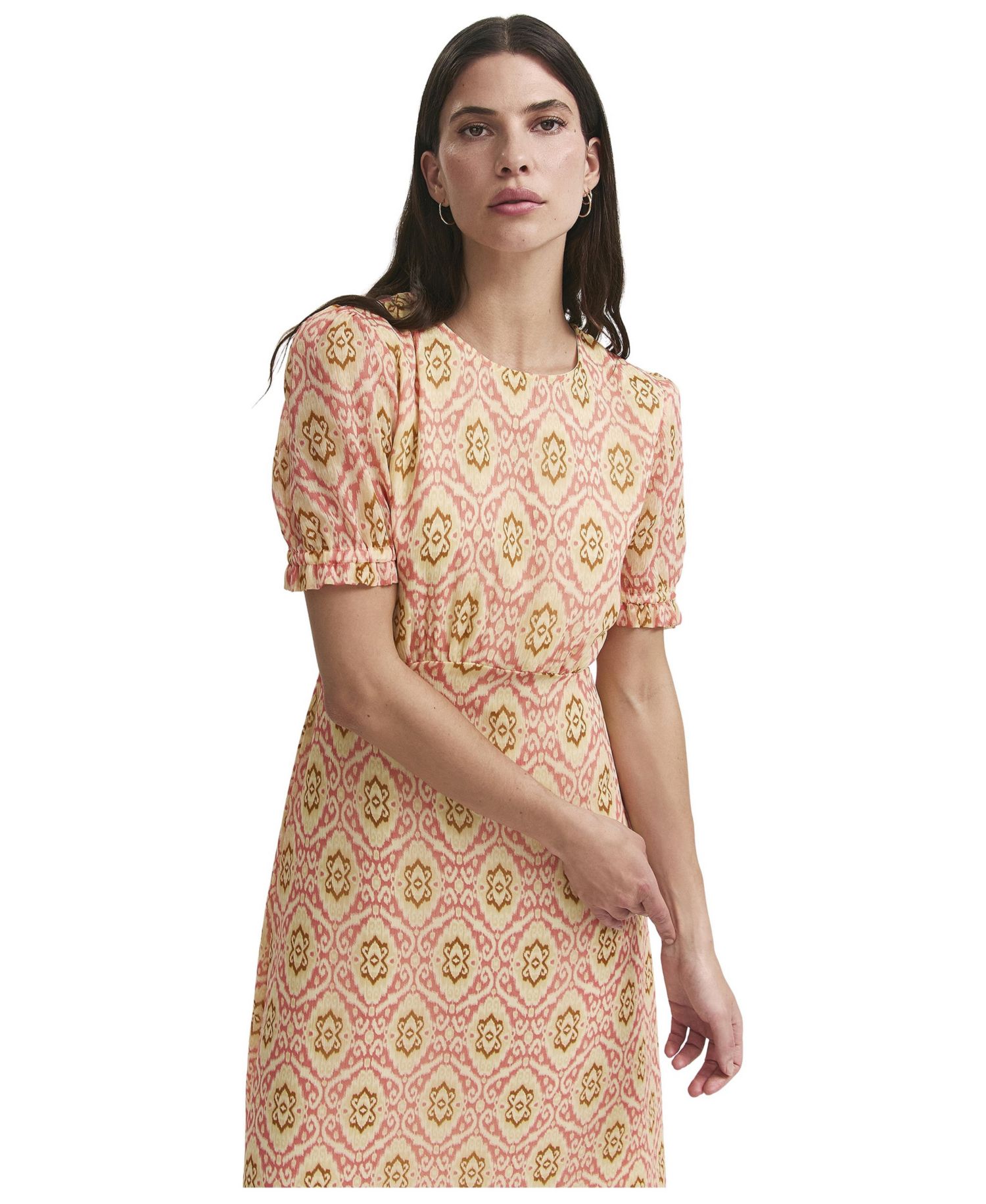 Women's Mela Ikat-Print Short-Sleeve A-Line Midi Dress