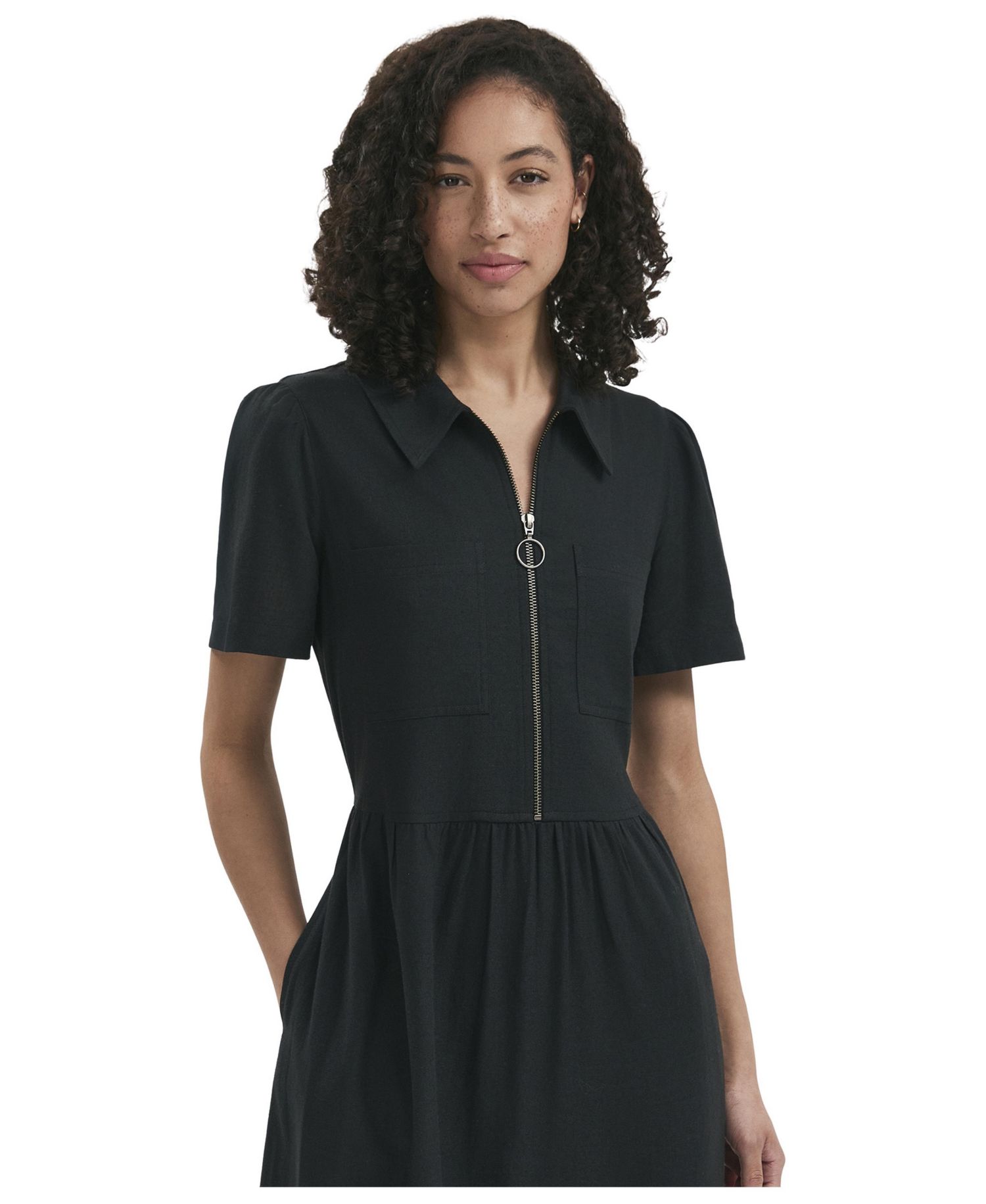 Women's Tania Linen-Blend Midi Shirt Dress With Pockets