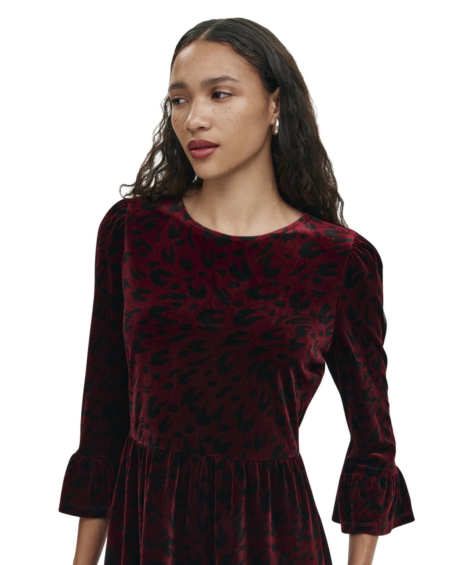 Women's Cammie Velvet Empire-Waist Animal-Print Dress