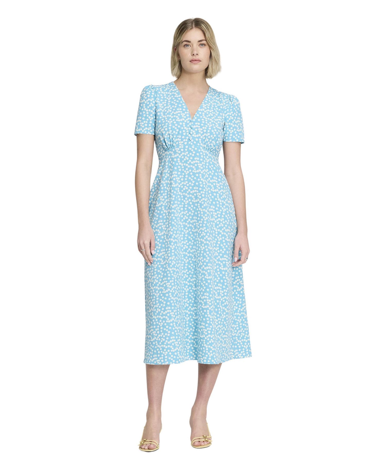 Women's Nieve Floral-Print V-Neck Short-Sleeve Midi Dress