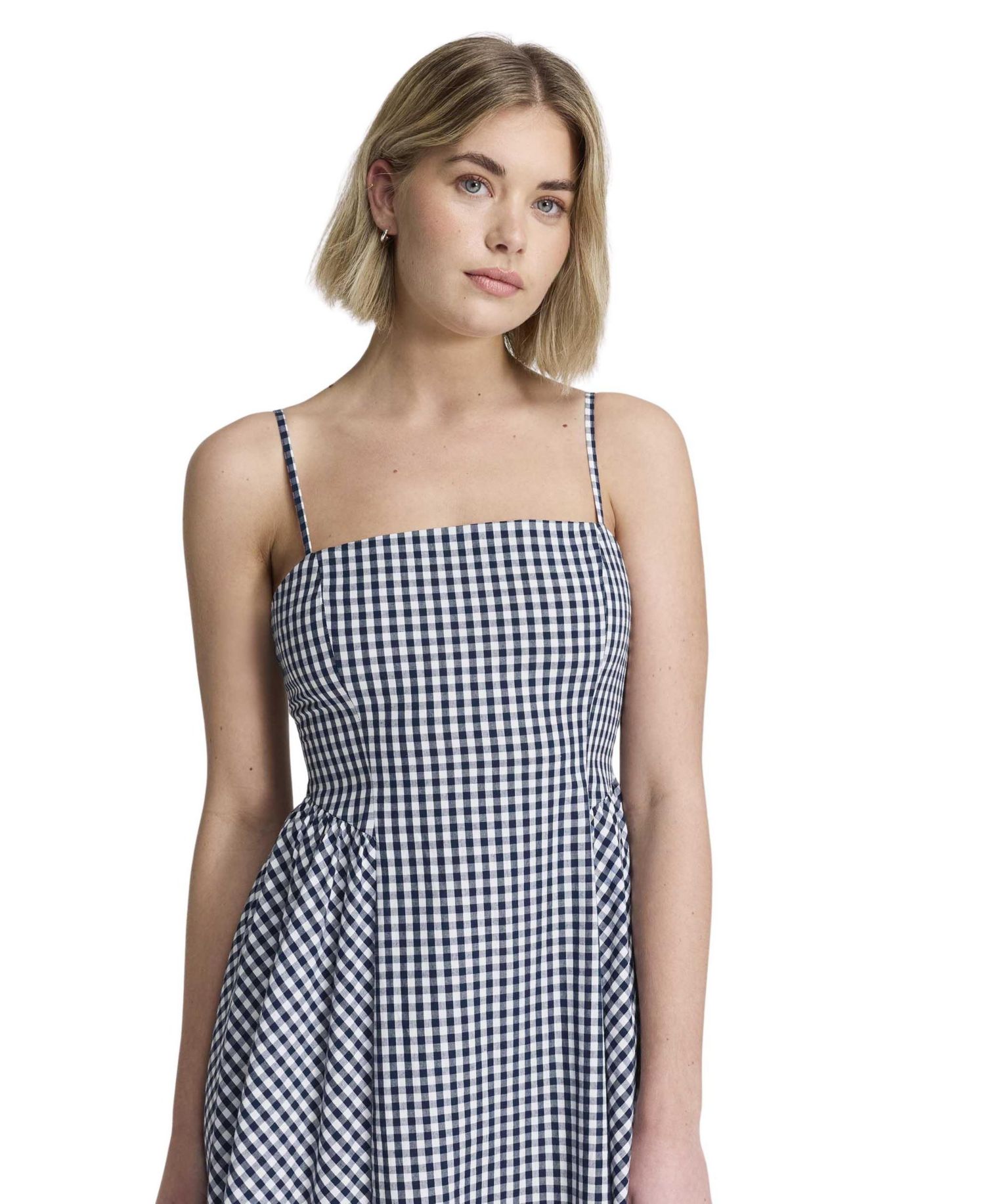 Women's Romina Gingham Square Neck Sleeveless Midi Dress